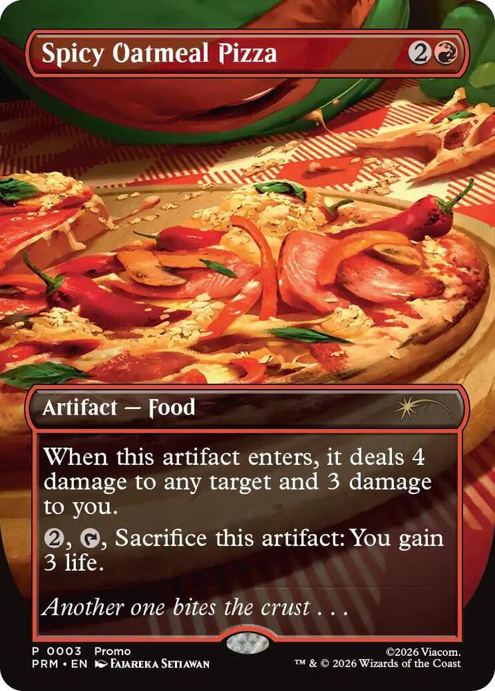 Spicy Oatmeal Pizza (Borderless) 3 card from Unique and Miscellaneous Promos
