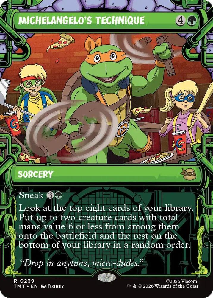 Michelangelo's Technique (Showcase) 239 card from Teenage Mutant Ninja Turtles