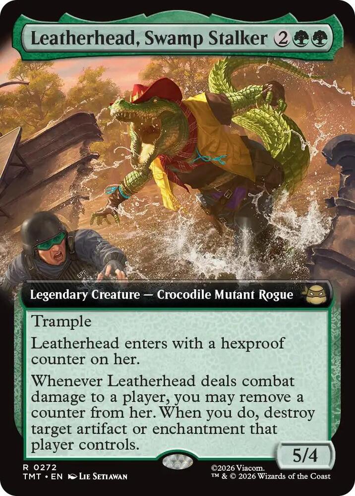 Leatherhead, Swamp Stalker (Extended Art) 272 card from Teenage Mutant Ninja Turtles