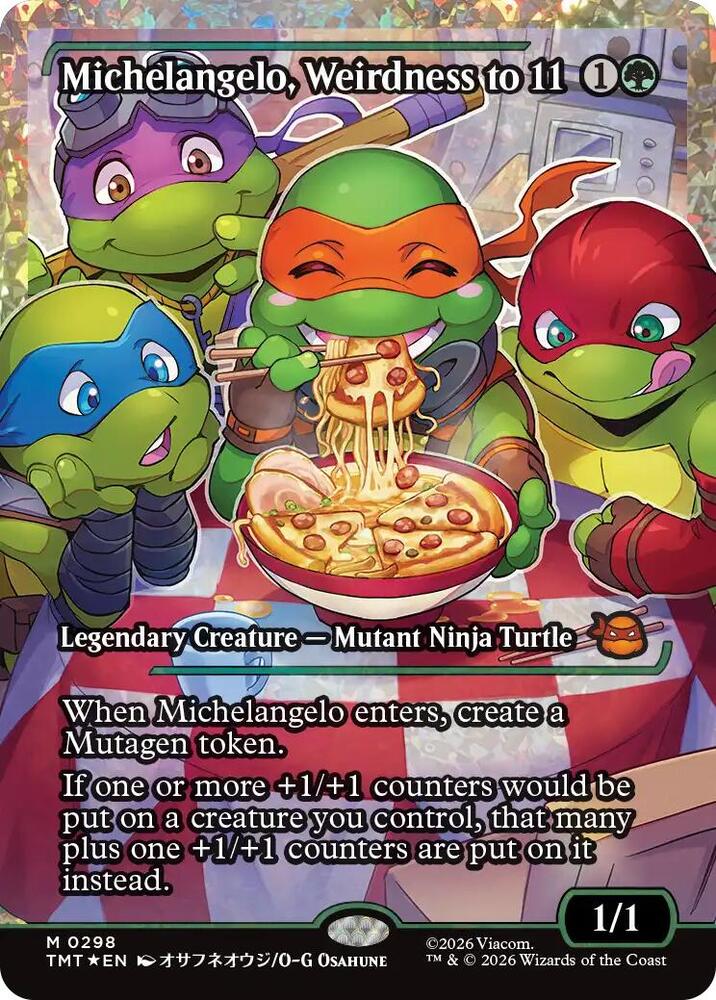 Michelangelo, Weirdness to 11 (Showcase) (Fracture Foil) 298 card from Teenage Mutant Ninja Turtles