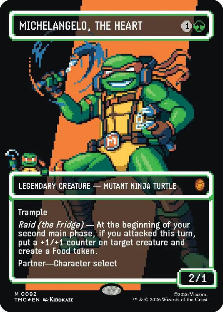 Michelangelo, the Heart (Borderless) (Surge Foil) 92 card from Commander: Teenage Mutant Ninja Turtles