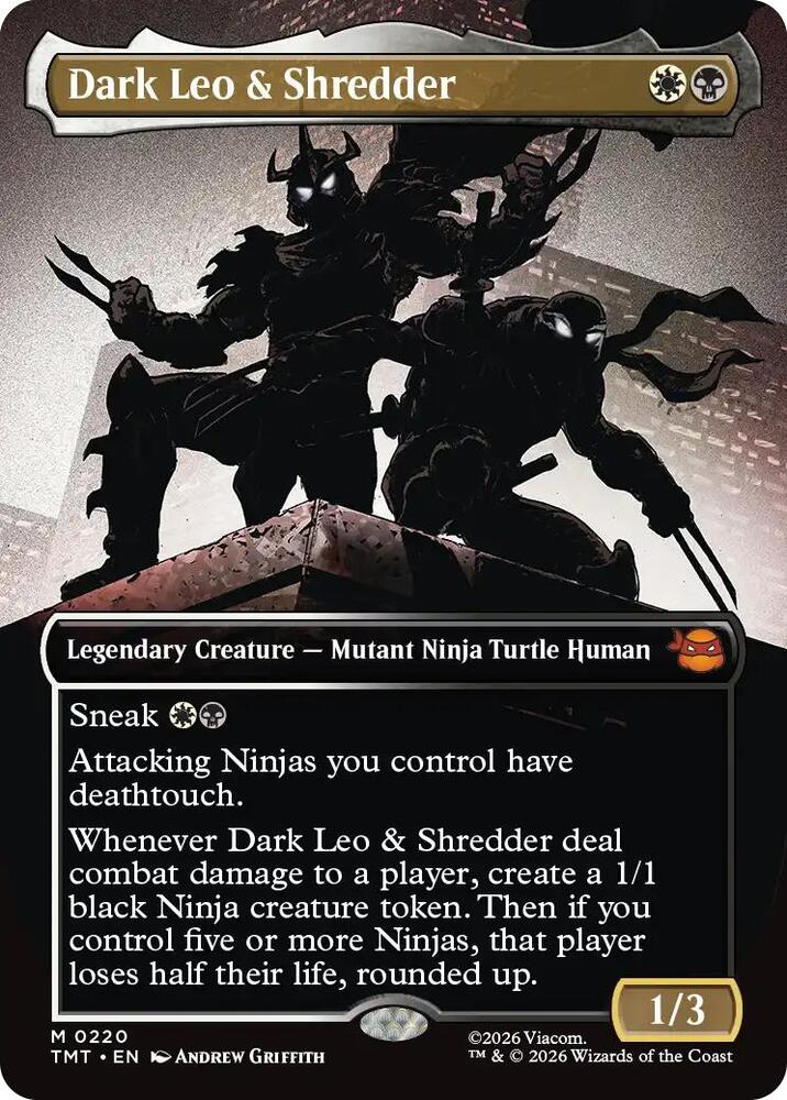 Dark Leo & Shredder (Borderless) 220 card from Teenage Mutant Ninja Turtles