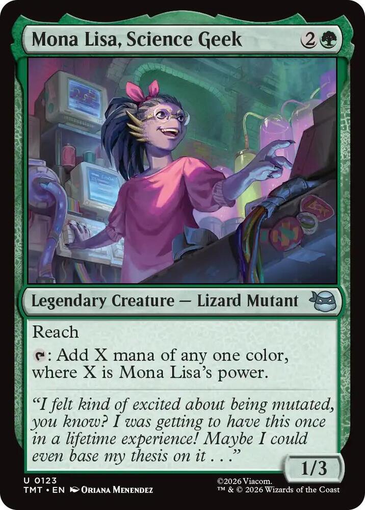 Mona Lisa, Science Geek 123 card from Teenage Mutant Ninja Turtles
