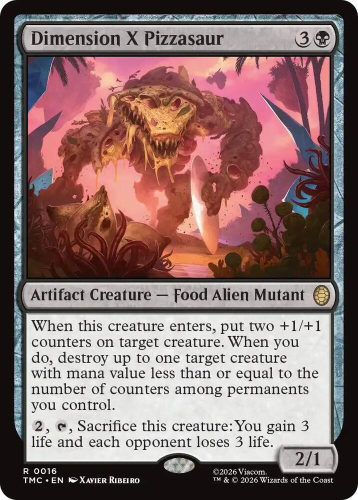 Dimension X Pizzasaur 16 card from Commander: Teenage Mutant Ninja Turtles