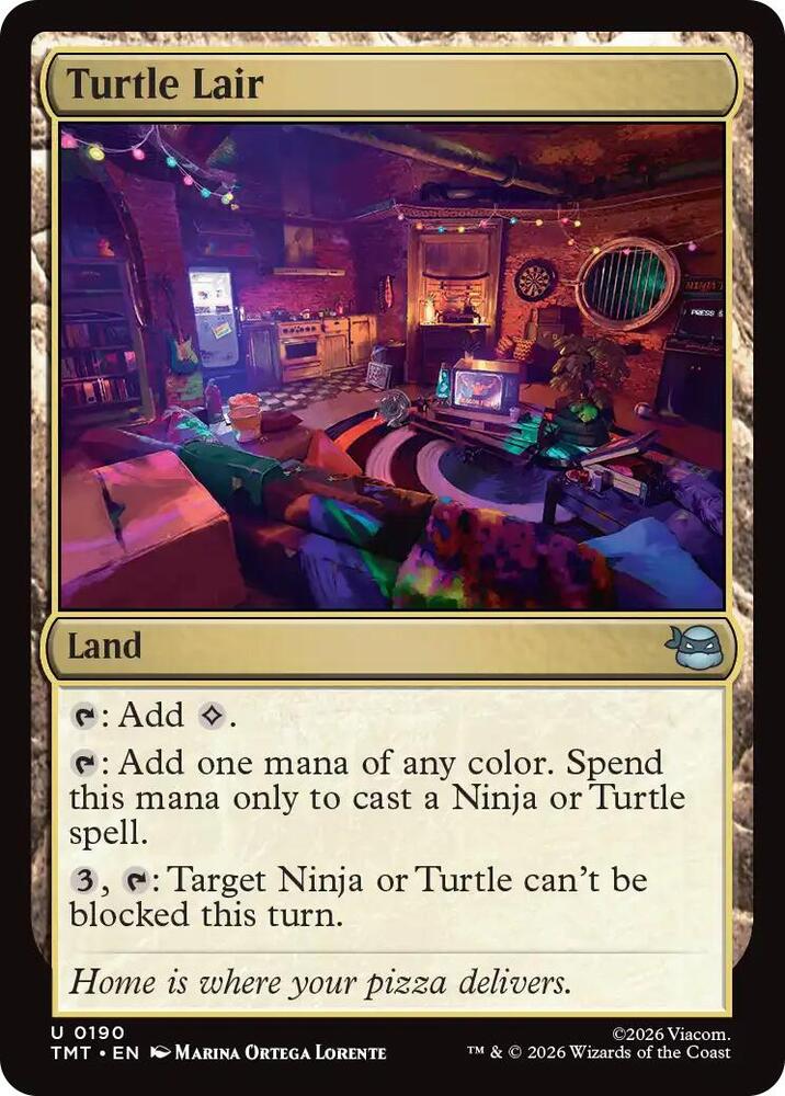 Turtle Lair 190 card from Teenage Mutant Ninja Turtles