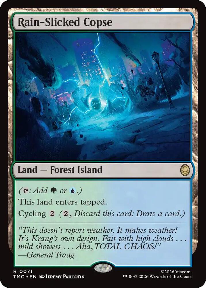 Rain-Slicked Copse 71 card from Commander: Teenage Mutant Ninja Turtles