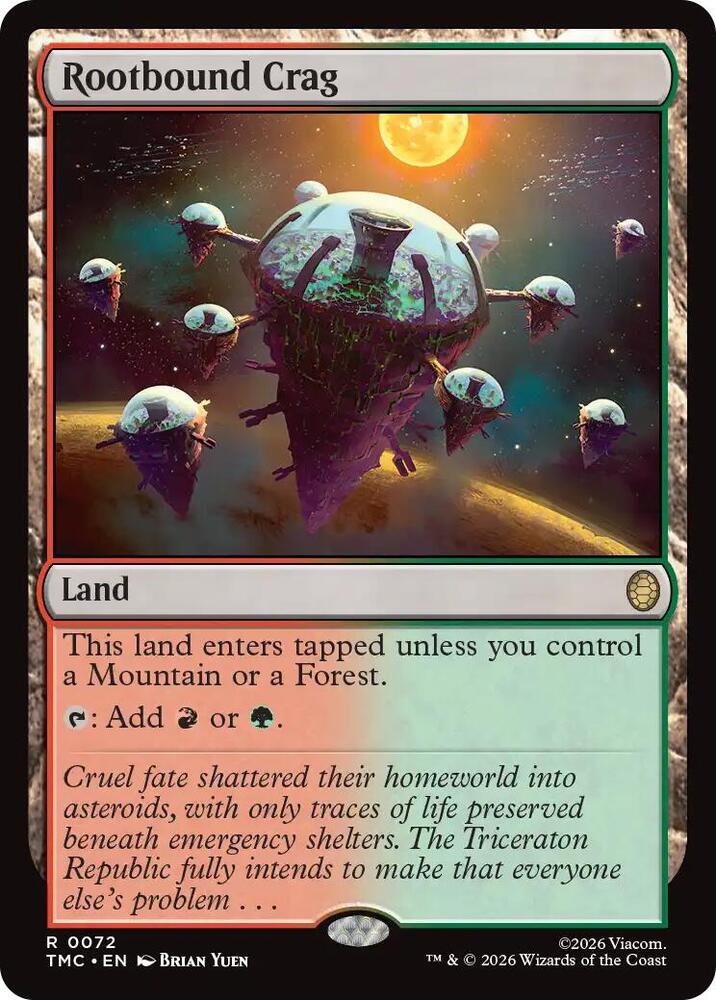 Rootbound Crag 72 card from Commander: Teenage Mutant Ninja Turtles