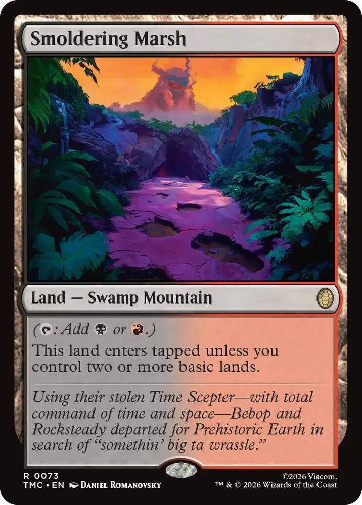 Smoldering Marsh 73 card from Commander: Teenage Mutant Ninja Turtles
