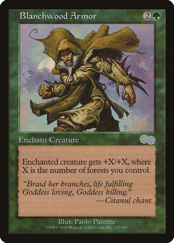 Blanchwood Armor 237 card from Urza's Saga