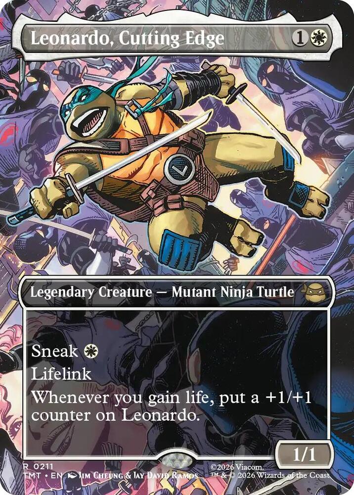 Leonardo, Cutting Edge (Borderless) 211 card from Teenage Mutant Ninja Turtles