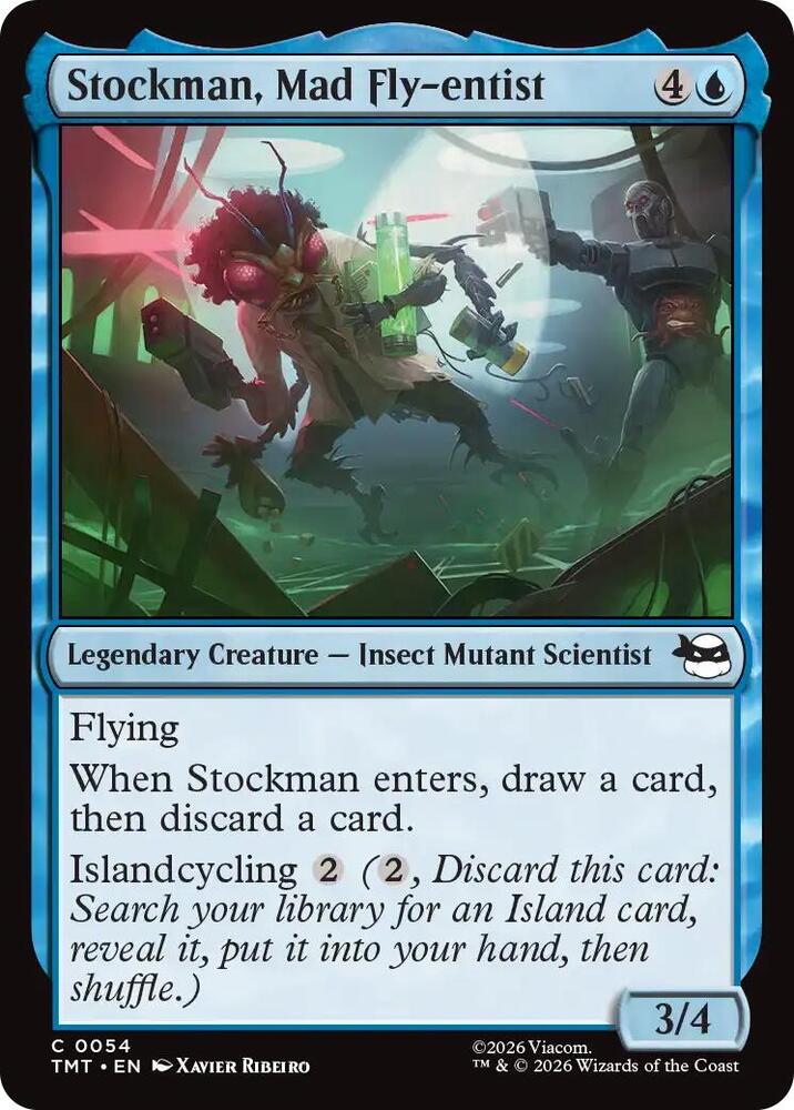 Stockman, Mad Fly-entist 54 card from Teenage Mutant Ninja Turtles