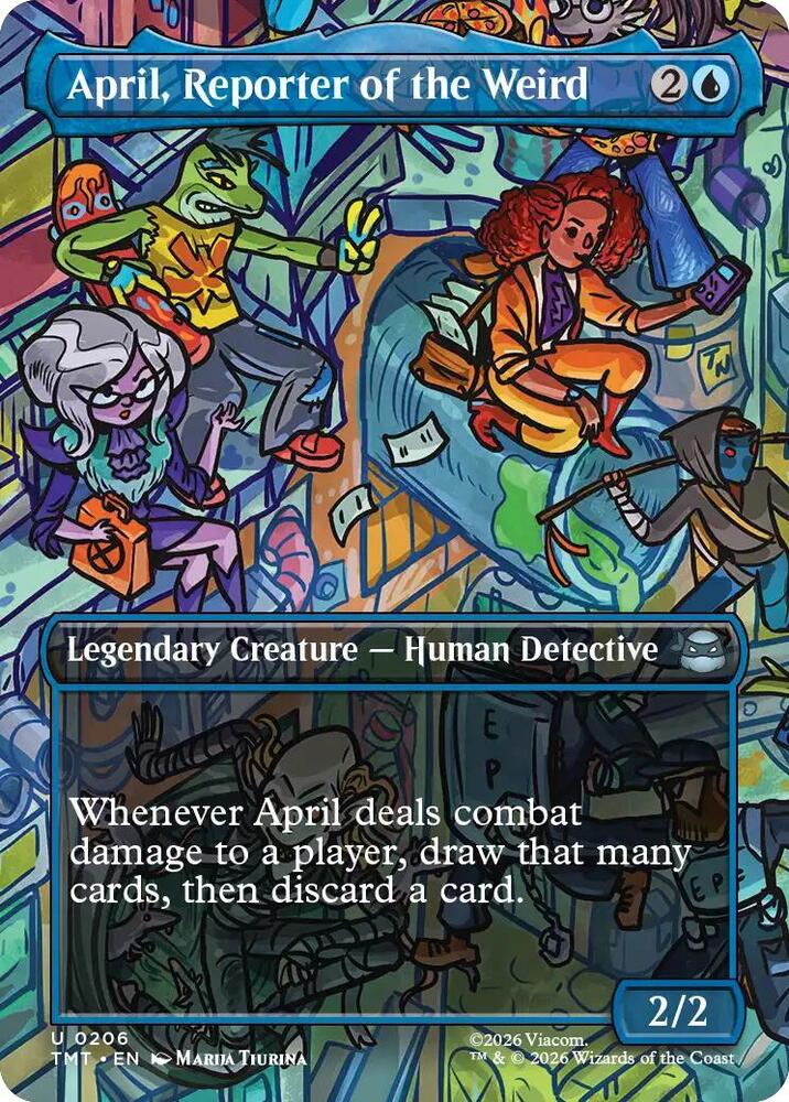 April, Reporter of the Weird (Borderless) 206 card from Teenage Mutant Ninja Turtles