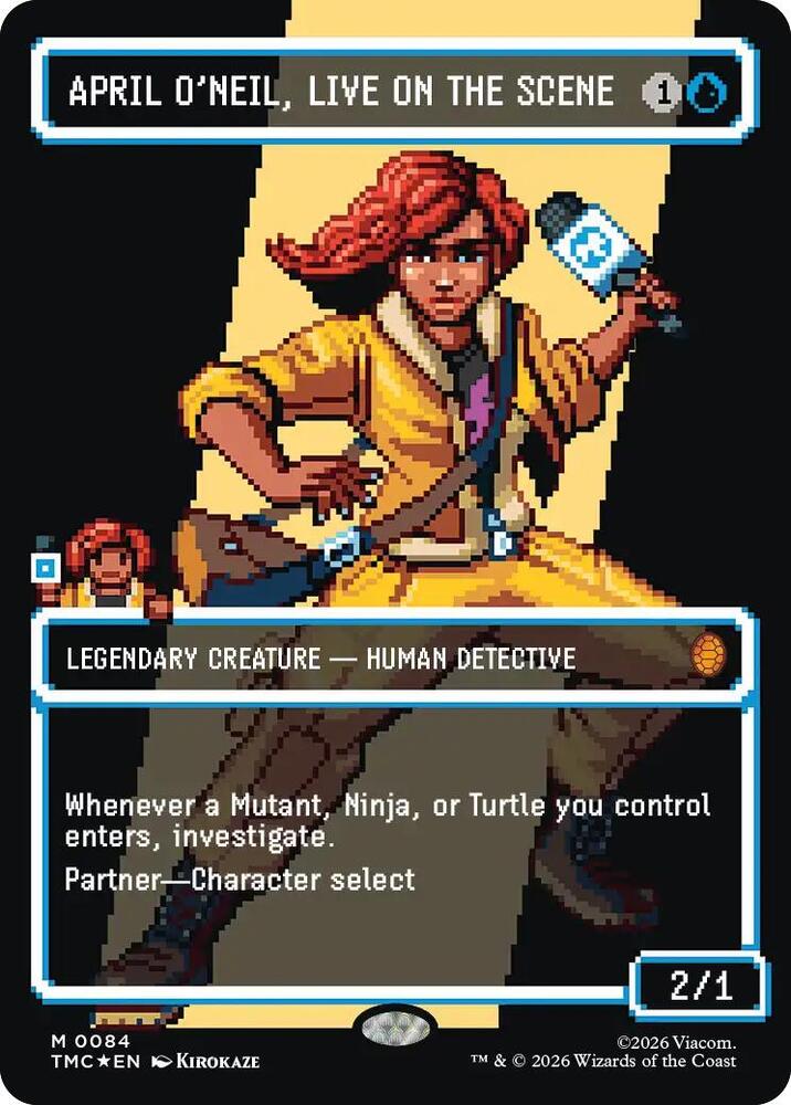 April O'Neil, Live on the Scene (Borderless) (Surge Foil) 84 card from Commander: Teenage Mutant Ninja Turtles