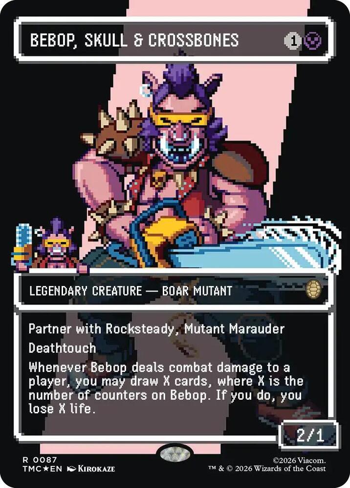 Bebop, Skull & Crossbones (Borderless) (Surge Foil) 87 card from Commander: Teenage Mutant Ninja Turtles