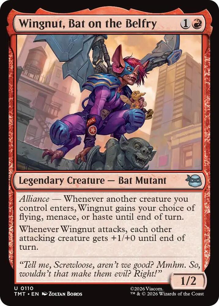 Wingnut, Bat on the Belfry 110 card from Teenage Mutant Ninja Turtles