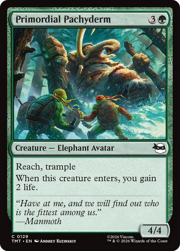 Primordial Pachyderm 129 card from Teenage Mutant Ninja Turtles