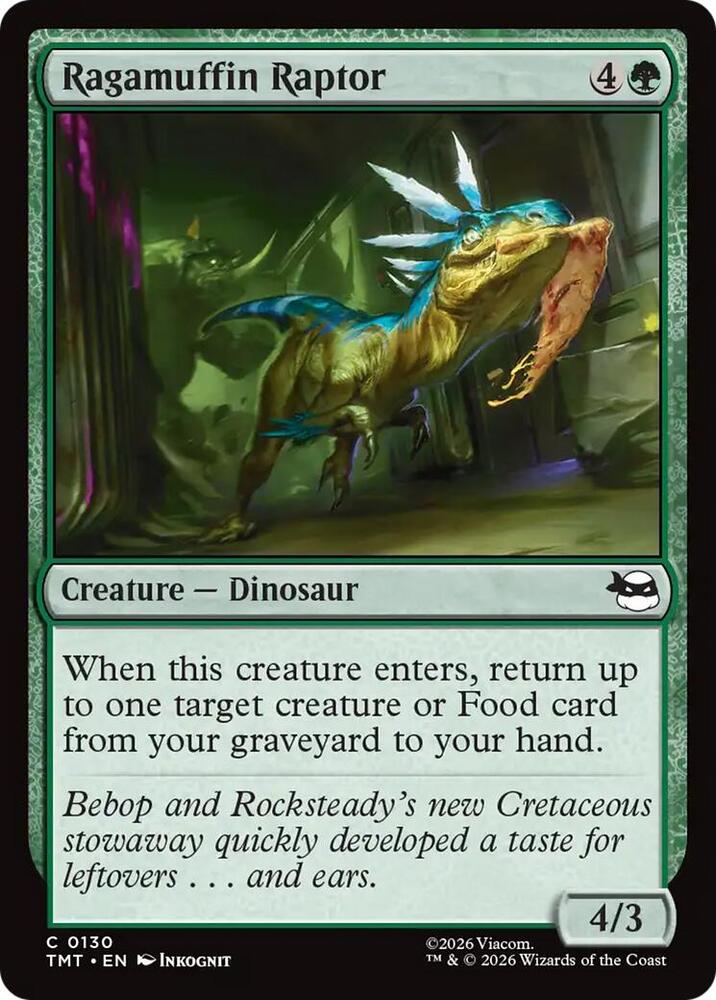 Ragamuffin Raptor 130 card from Teenage Mutant Ninja Turtles