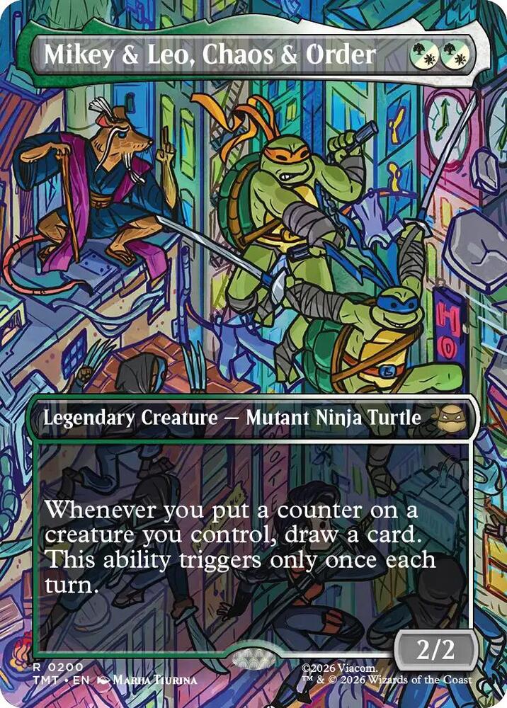 Mikey & Leo, Chaos & Order (Borderless) 200 card from Teenage Mutant Ninja Turtles