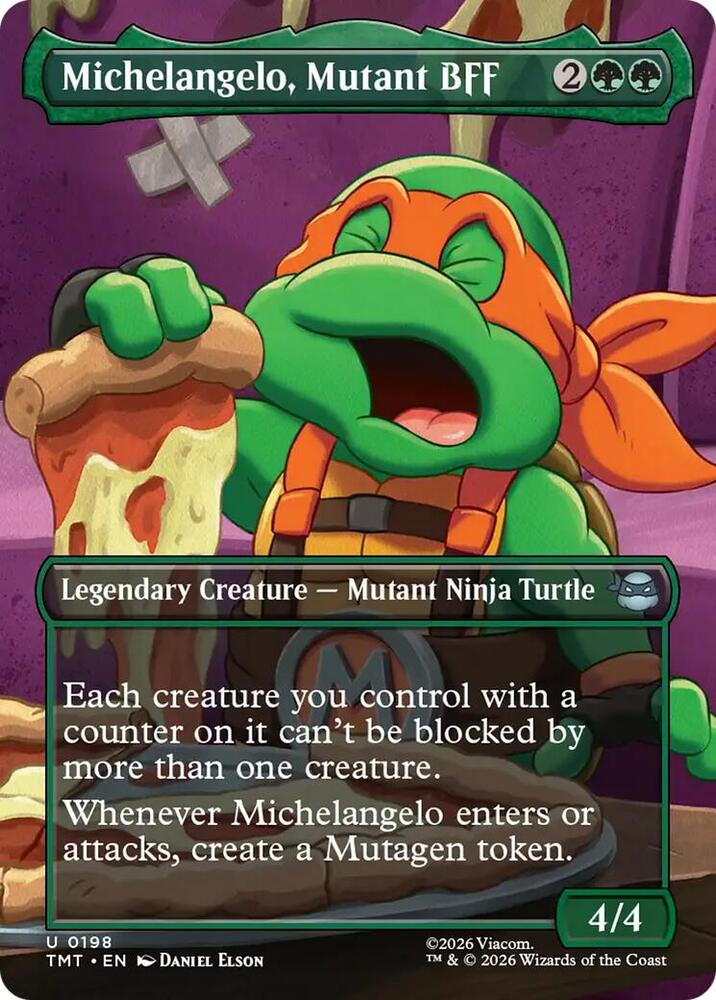 Michelangelo, Mutant BFF (Borderless) 198 card from Teenage Mutant Ninja Turtles