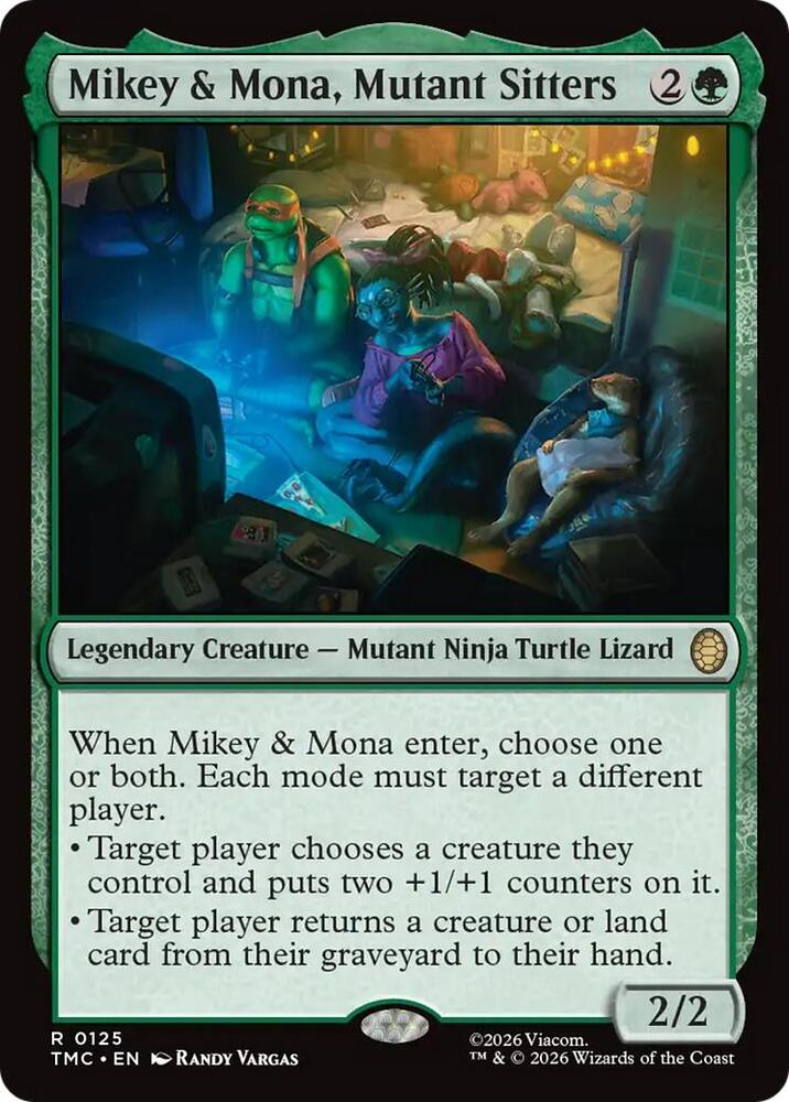 Mikey & Mona, Mutant Sitters 125 card from Commander: Teenage Mutant Ninja Turtles
