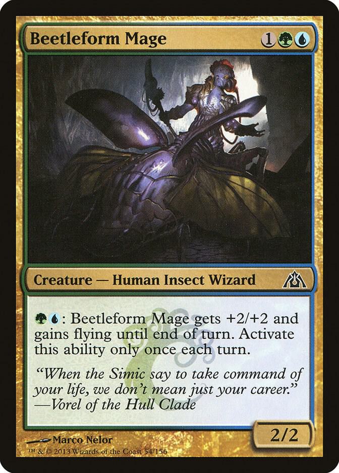 Beetleform Mage 54 card from Dragon's Maze