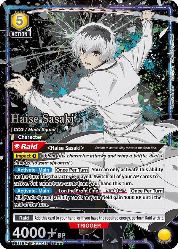 Haise Sasaki (SR**) UE18BT/TKG-1-016 card from UE18BT: Tokyo Ghoul