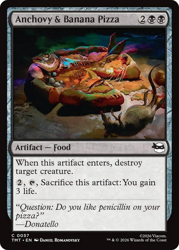 Anchovy & Banana Pizza 57 card from Teenage Mutant Ninja Turtles