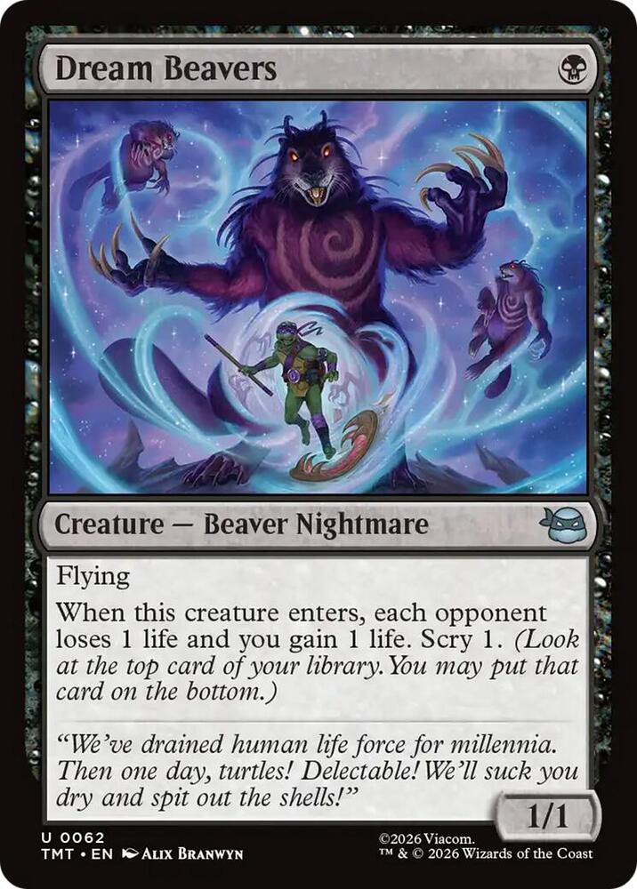 Dream Beavers 62 card from Teenage Mutant Ninja Turtles