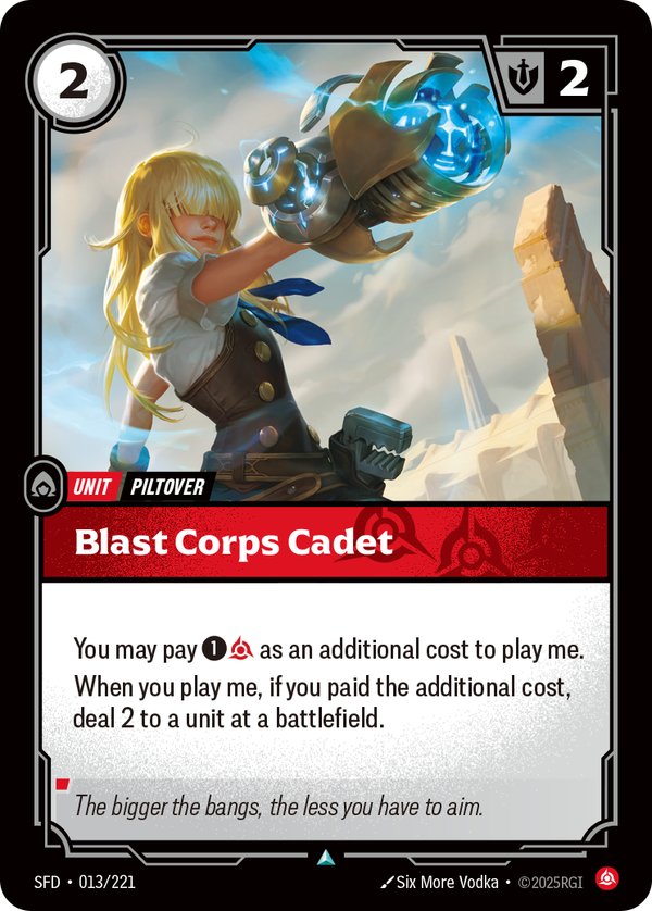 Blast Corps Cadet 013/221 card from Riftbound Organized Play Promotional Cards