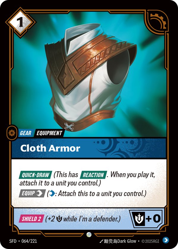 Cloth Armor 064/221 card from Riftbound Organized Play Promotional Cards