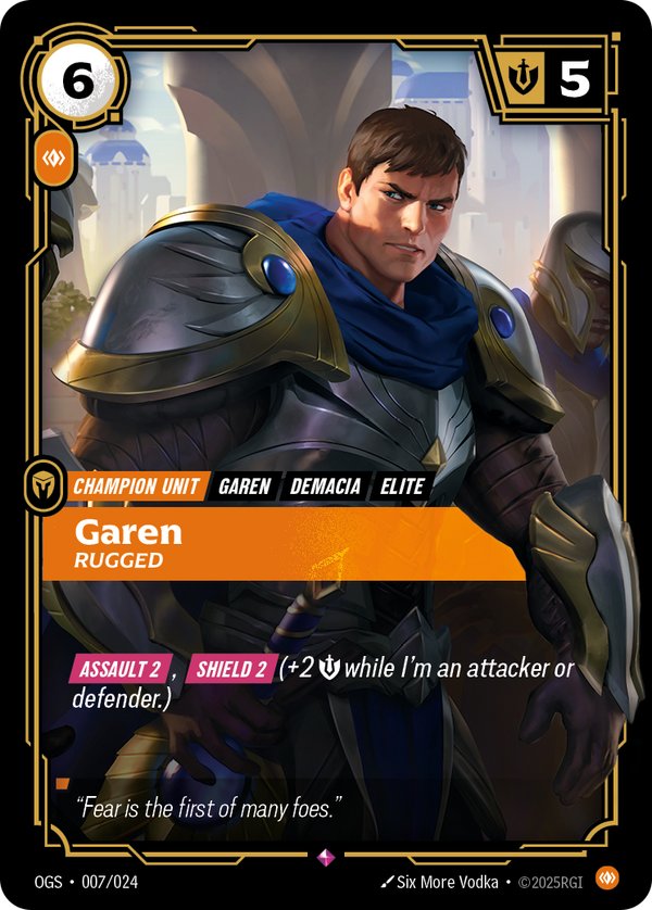 Garen - Rugged 007/024 card from Riftbound Organized Play Promotional Cards