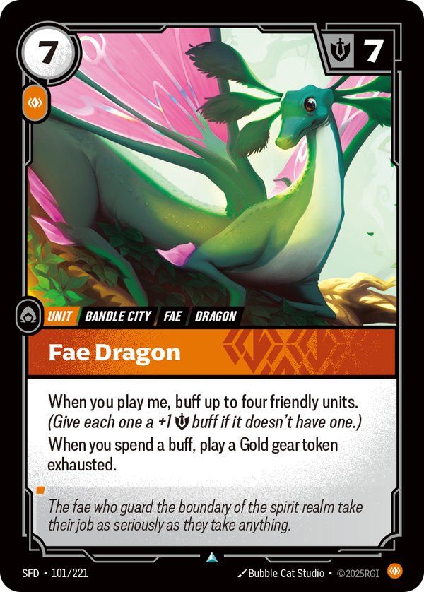 Fae Dragon 101/221 card from Riftbound Organized Play Promotional Cards