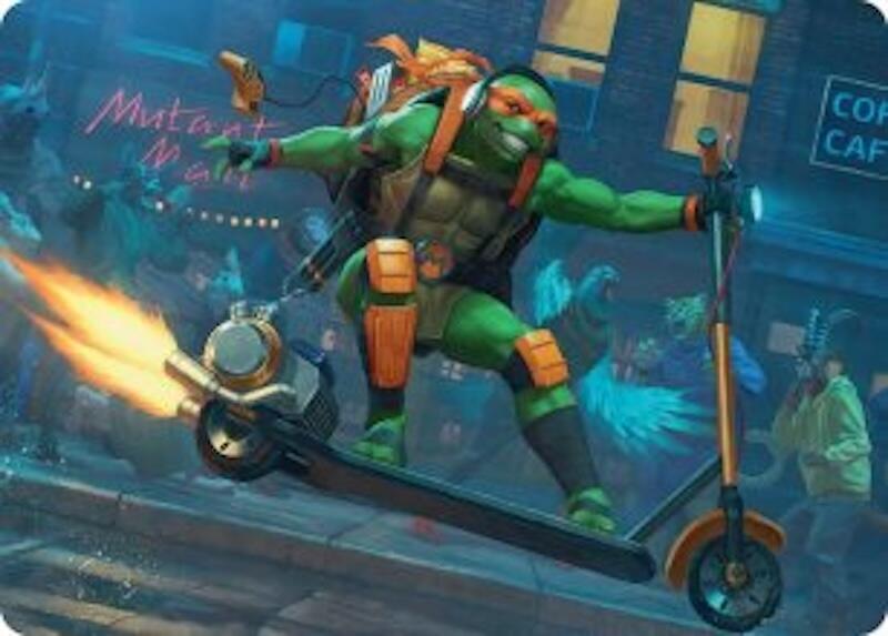 Michelangelo, On the Scene Art Card 49 card from Art Series: Teenage Mutant Ninja Turtles