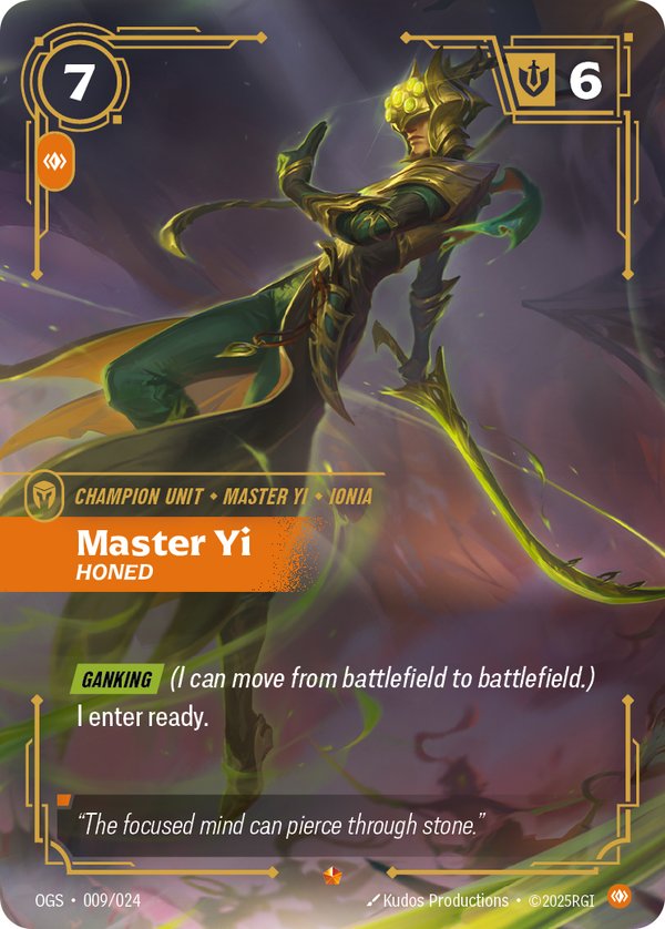 Master Yi - Honed 009/024 card from Riftbound Organized Play Promotional Cards