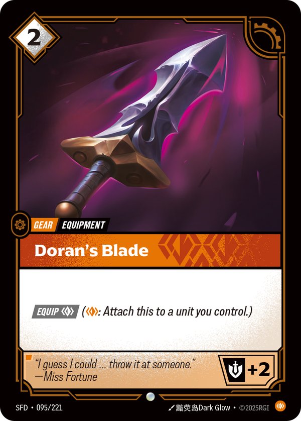 Doran's Blade 095/221 card from Riftbound Organized Play Promotional Cards