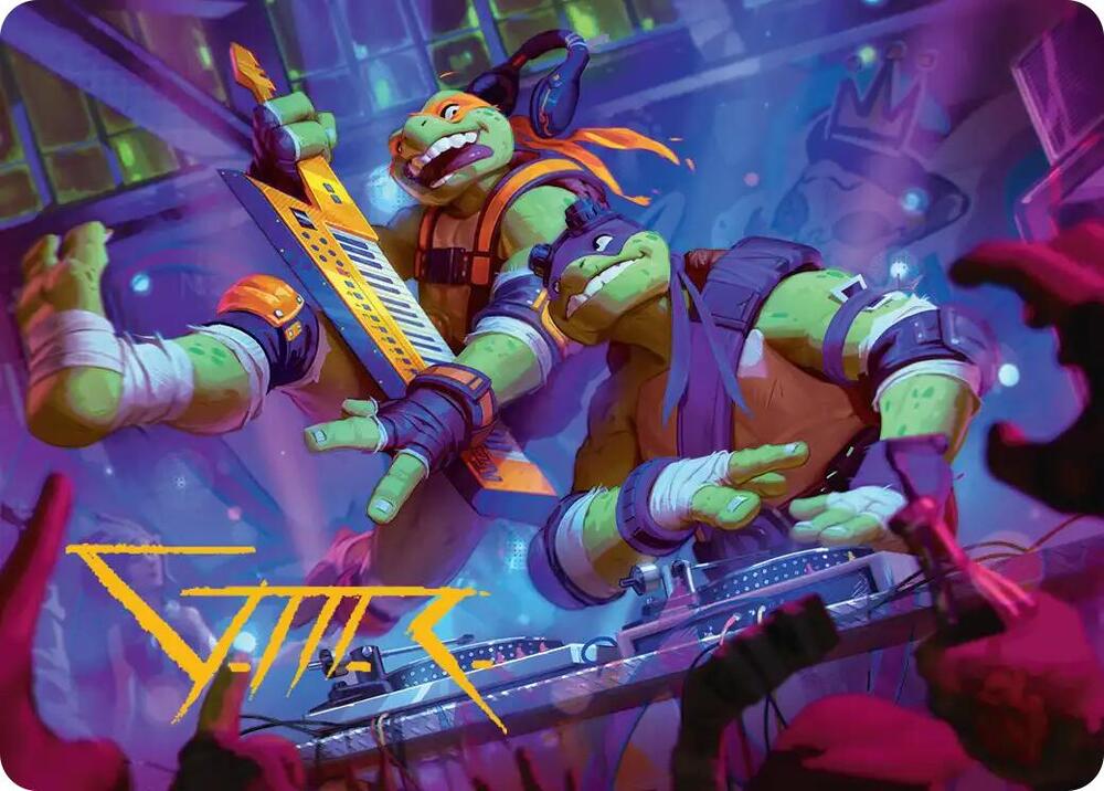 Mikey & Don, Party Planners Art Card (Gold-Stamped Signature) 15 card from Art Series: Teenage Mutant Ninja Turtles