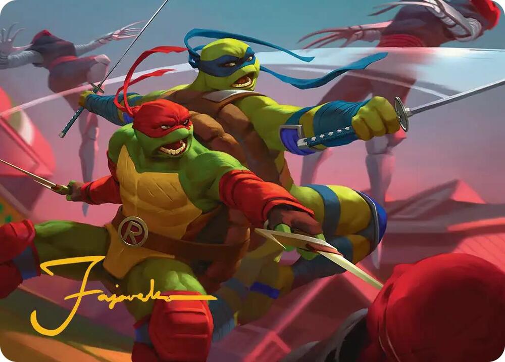 Raph & Leo, Sibling Rivals Art Card (Gold-Stamped Signature) 16 card from Art Series: Teenage Mutant Ninja Turtles