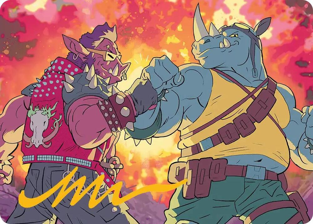 Bebop & Rocksteady Art Card (Gold-Stamped Signature) 29 card from Art Series: Teenage Mutant Ninja Turtles