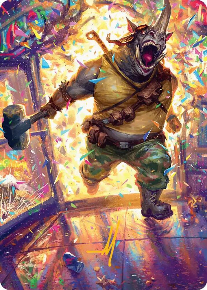 Rocksteady, Rowdy Rhino Art Card (Gold-Stamped Signature) 54 card from Art Series: Teenage Mutant Ninja Turtles