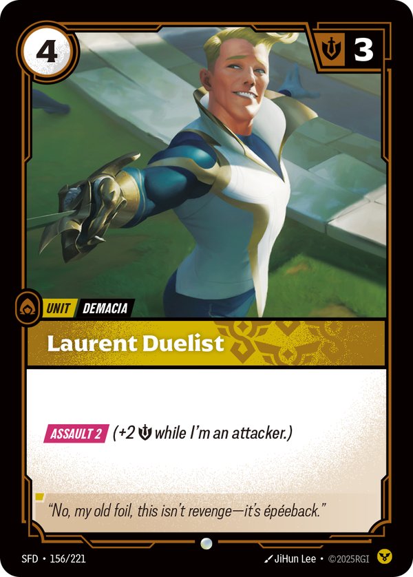 Laurent Duelist 156/221 card from Riftbound Organized Play Promotional Cards