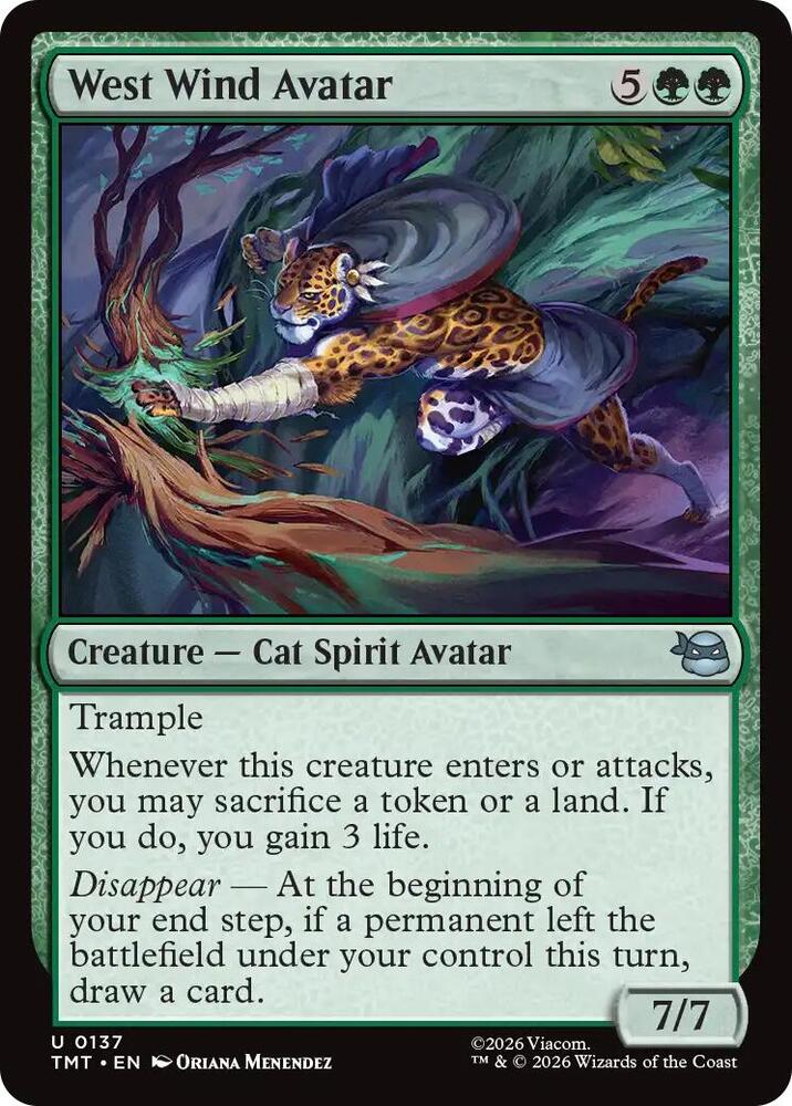 West Wind Avatar 137 card from Teenage Mutant Ninja Turtles