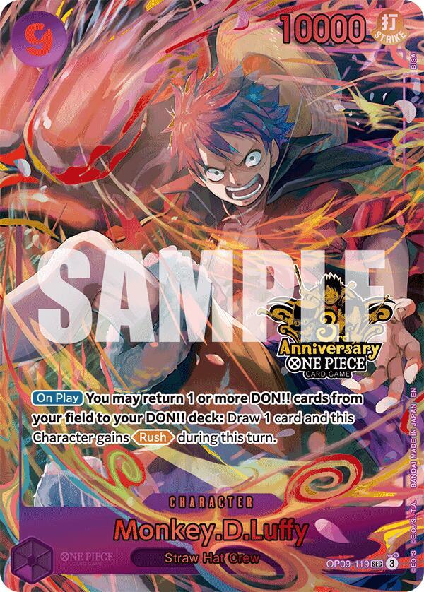 Monkey.D.Luffy (Japanese Version 3rd Anniversary Set) OP09-119 card from One Piece Promotion Cards
