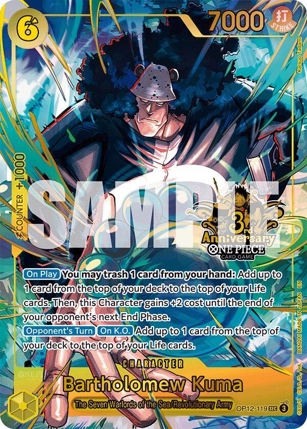 Bartholomew Kuma (Japanese Version 3rd Anniversary Set) OP12-119 card from One Piece Promotion Cards
