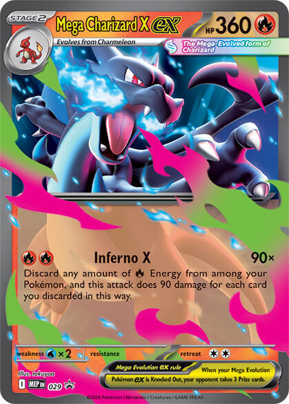 Mega Charizard X ex 029 card from ME: Mega Evolution Promo