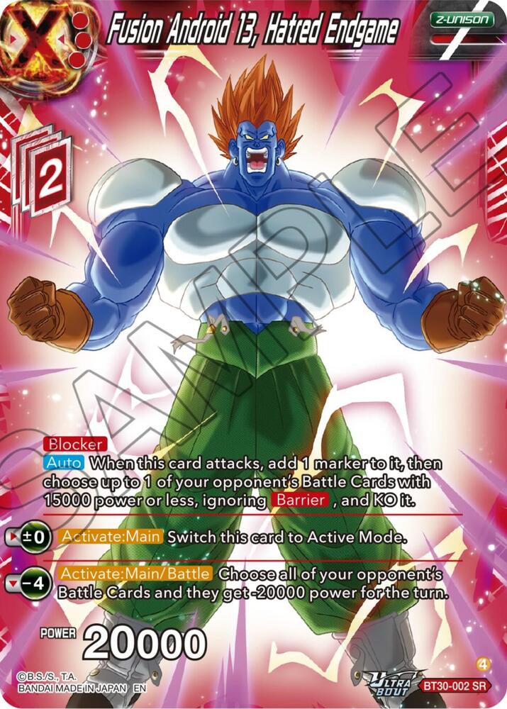 Fusion Android 13, Hatred Endgame BT30-002 card from Three Glorious Fighters