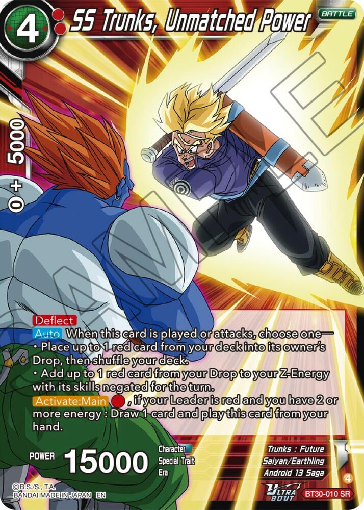 SS Trunks, Unmatched Power BT30-010 card from Three Glorious Fighters
