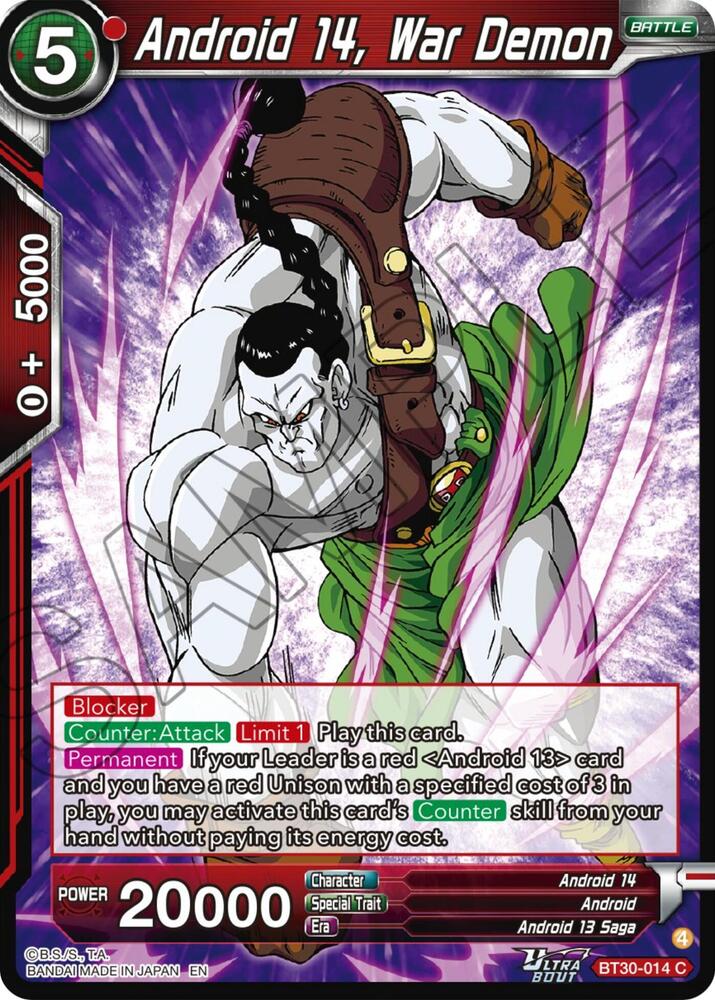 Android 14, War Demon BT30-014 card from Three Glorious Fighters