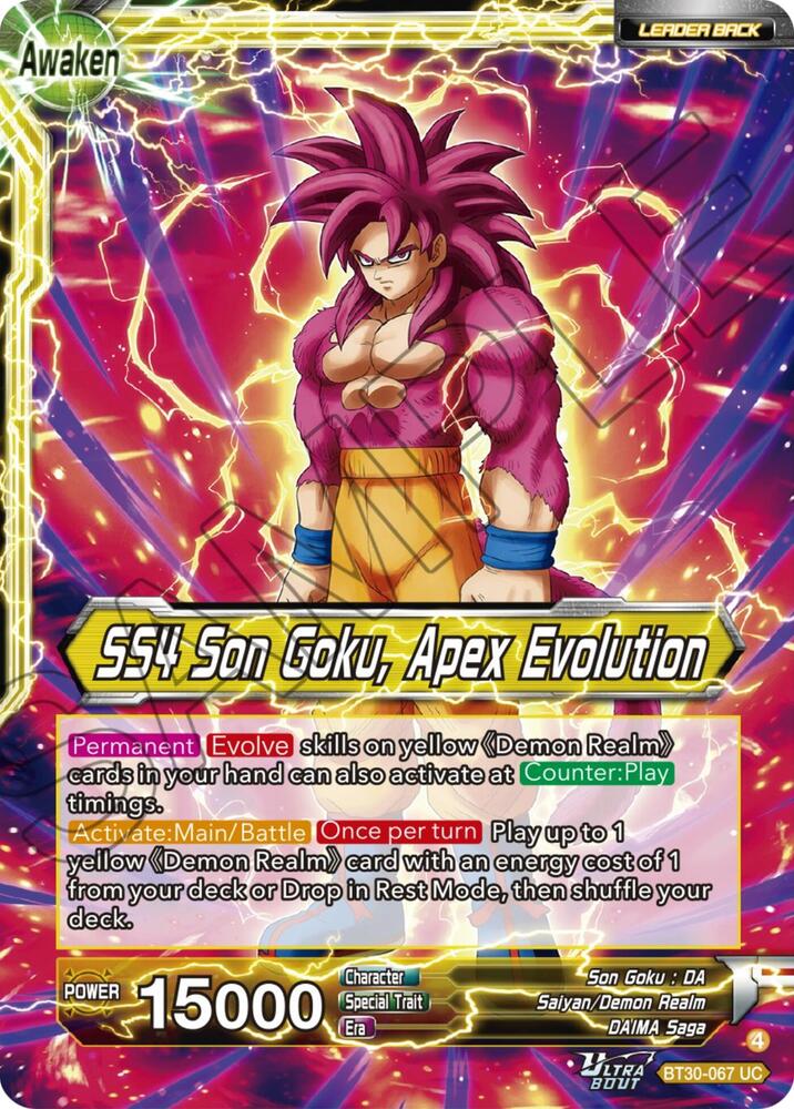 SS4 Son Goku (Mini) // SS4 Son Goku, Apex Evolution BT30-067 card from Three Glorious Fighters