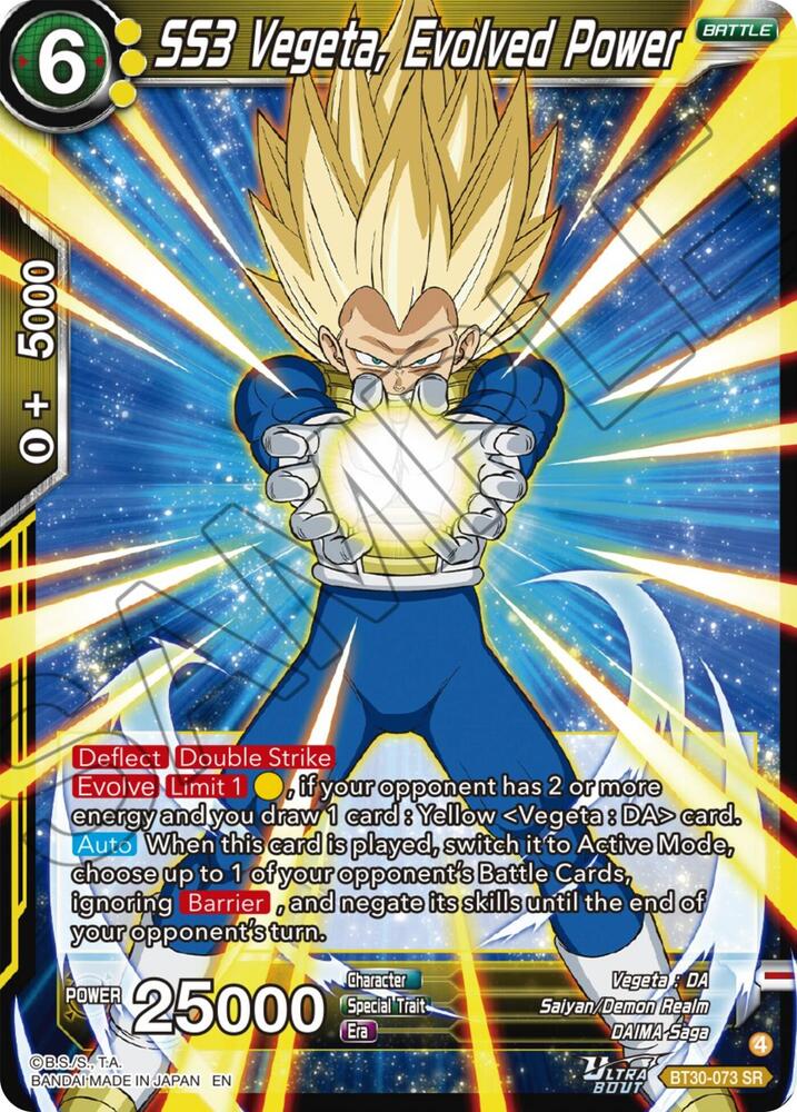 SS3 Vegeta, Evolved Power BT30-073 card from Three Glorious Fighters