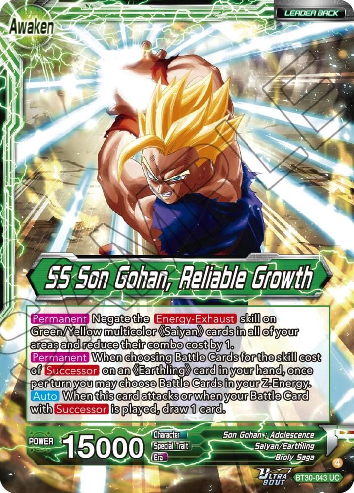 Son Gohan // SS Son Gohan, Reliable Growth BT30-043 card from Three Glorious Fighters